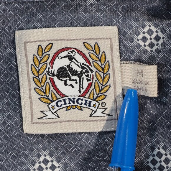 Cinch Shirt Mens Medium Gray Geometric Button Front Western Rancher Rodeo Cowboy - Picture 3 of 8